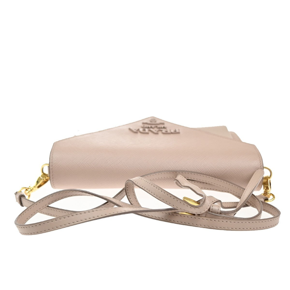PRADA Logo Shoulder Hand Bag Saffiano Leather Pink Beige GHW Italy 18RL881