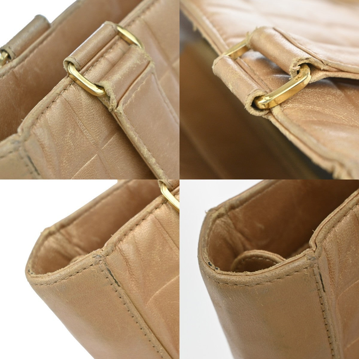 CHANEL CC Logo Chocolate Bar Shoulder Tote Bag Leather Gold Italy 10RP056