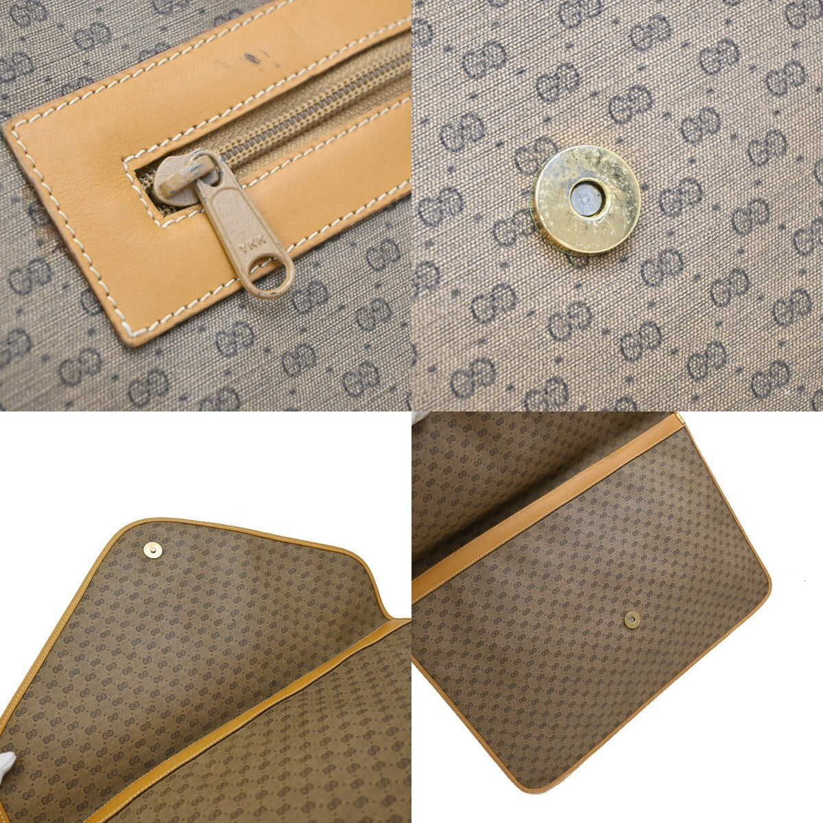 GUCCI Micro GG Pattern Clutch Hand Bag PVC Leather Brown Made In Italy 04EE282