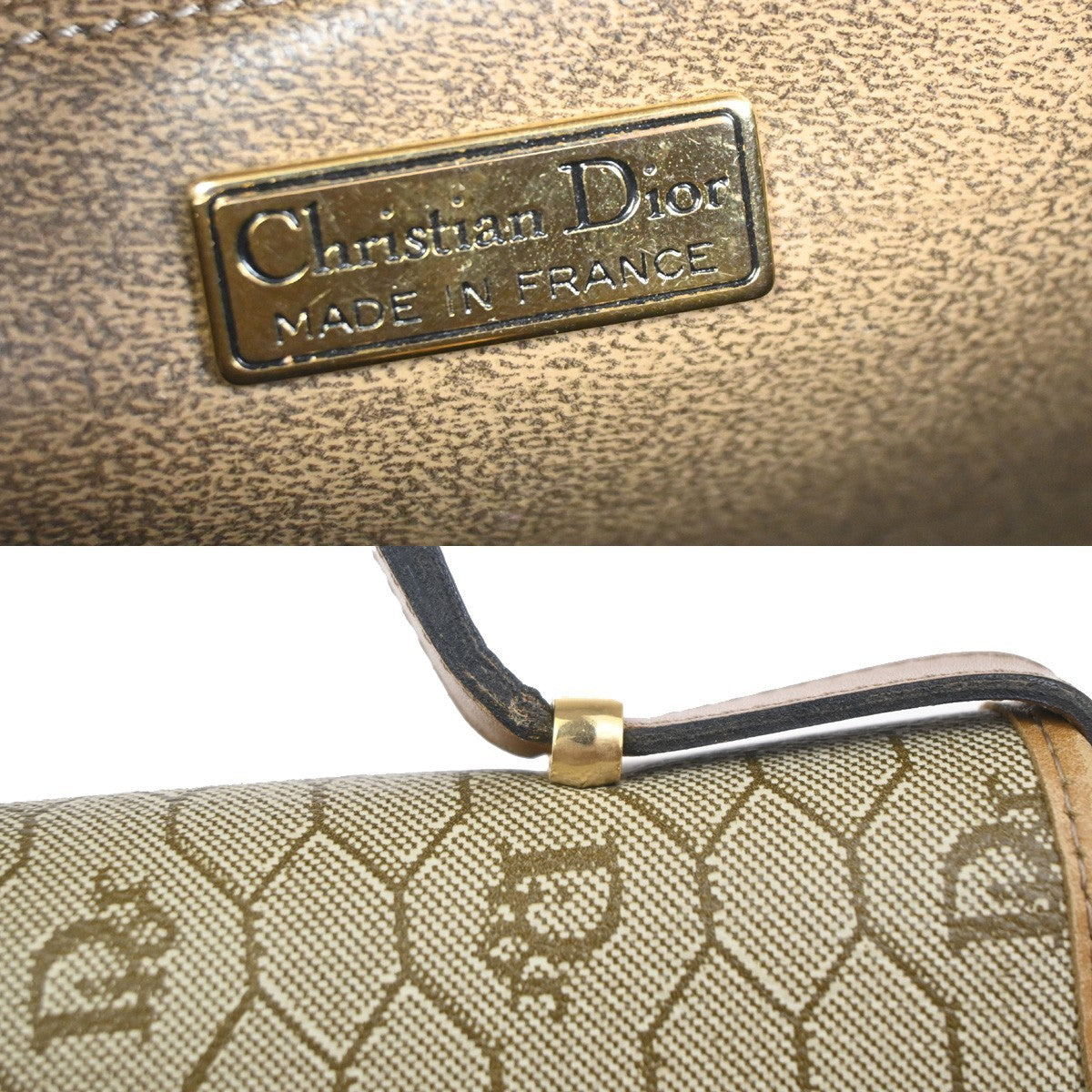 CHRISTIAN DIOR Honeycomb 2Way Shoulder Hand Bag PVC Leather GHW Beige BN 30RL870