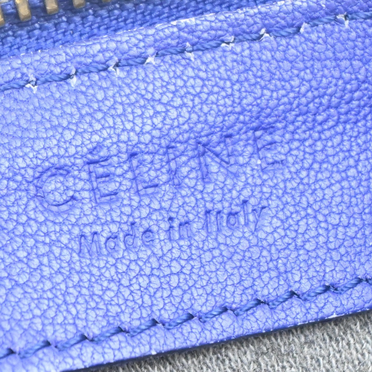 CELINE Logo Trio Small Crossbody Shoulder Bag Leather Blue Italy GHW 35YJ117