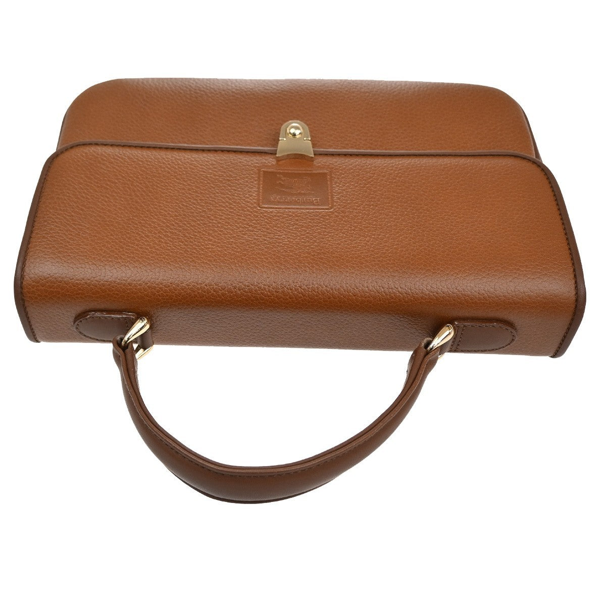 Burberrys Logo Nova Check Top Handle Hand Bag Leather Brown GHW 61KB854