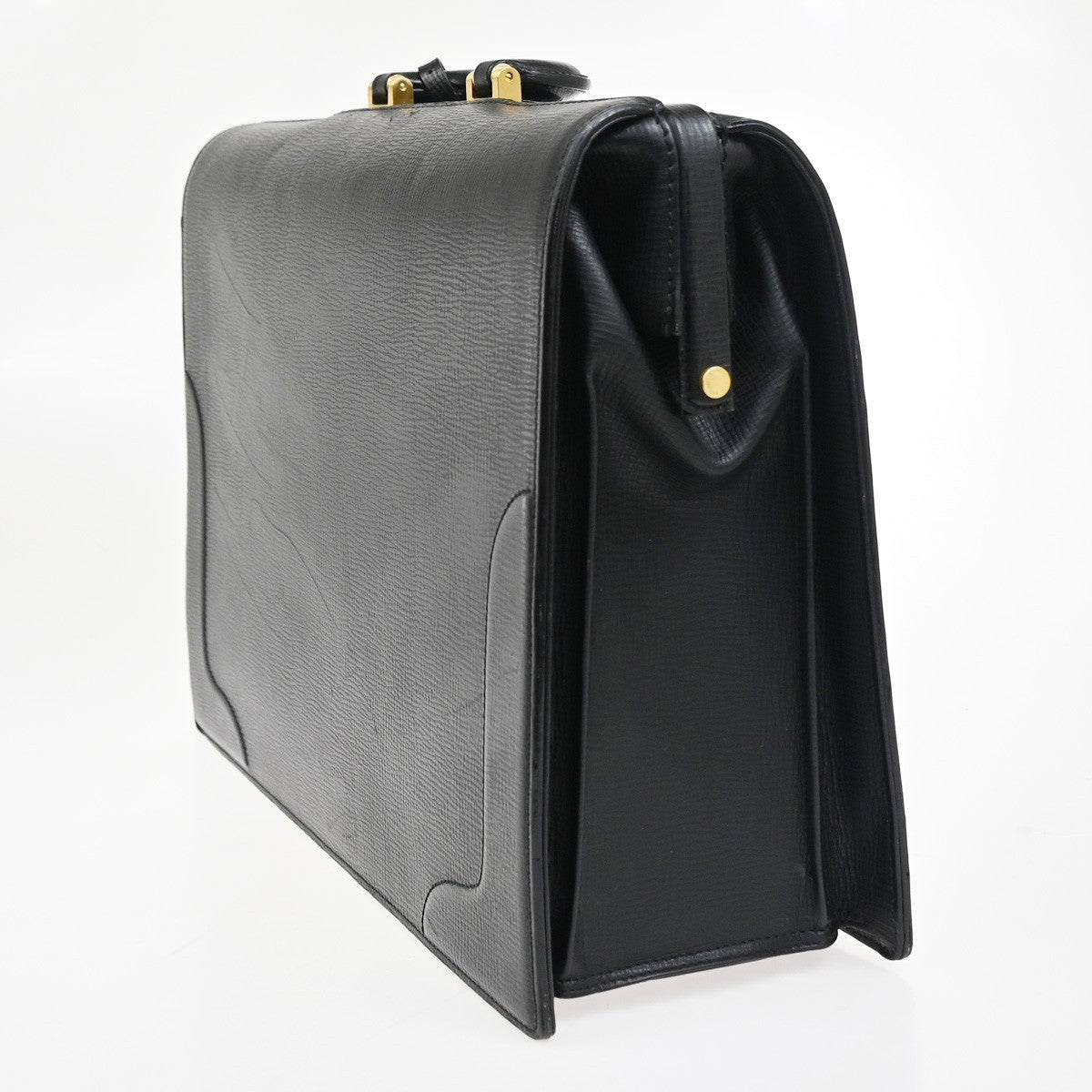 BURBERRY Logo Briefcase Top Handle Doctor Hand Bag Leather Black GHW 68KD028