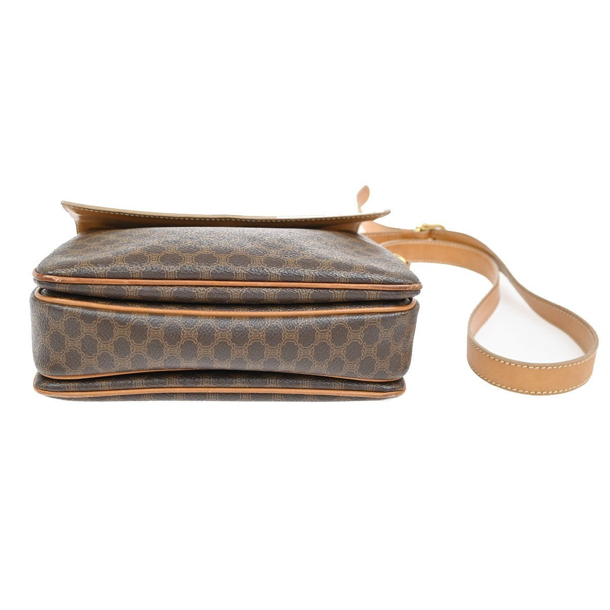 CELINE Logo Macadam Pattern Shoulder Bag PVC Leather Brown GHW Italy 61KC643