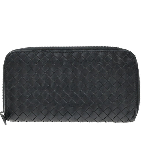 BOTTEGA VENETA Intrecciato Long Zipper Around Wallet Leather Black 67KP150