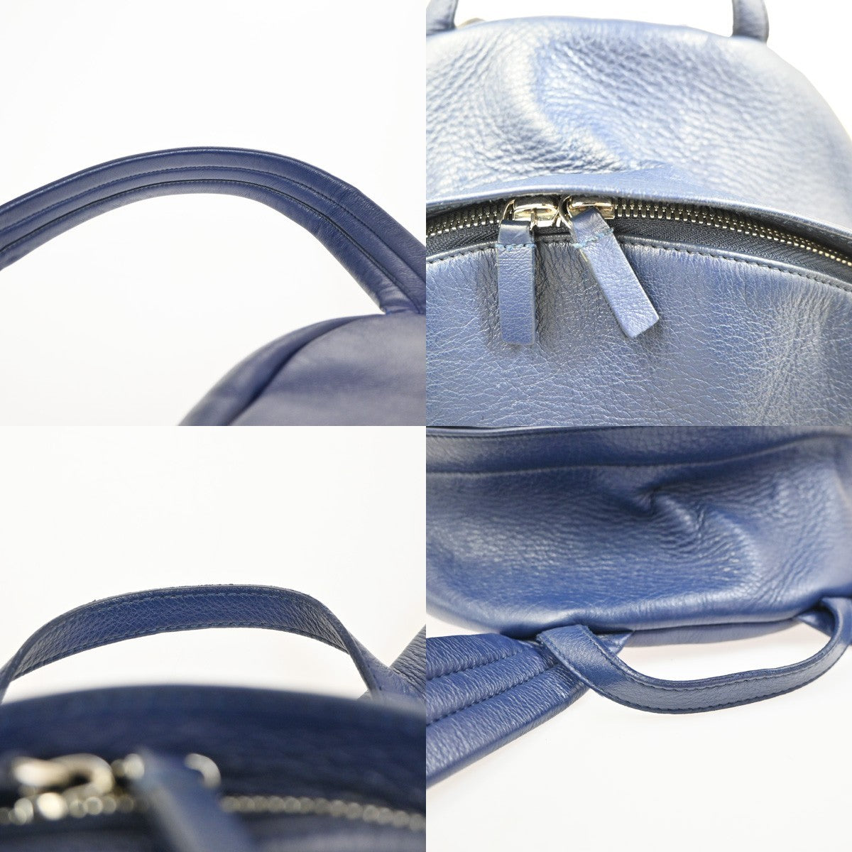 BALENCIAGA Logo Everyday Backpack Adjustable Strap Leather Blue Italy 12ZA253