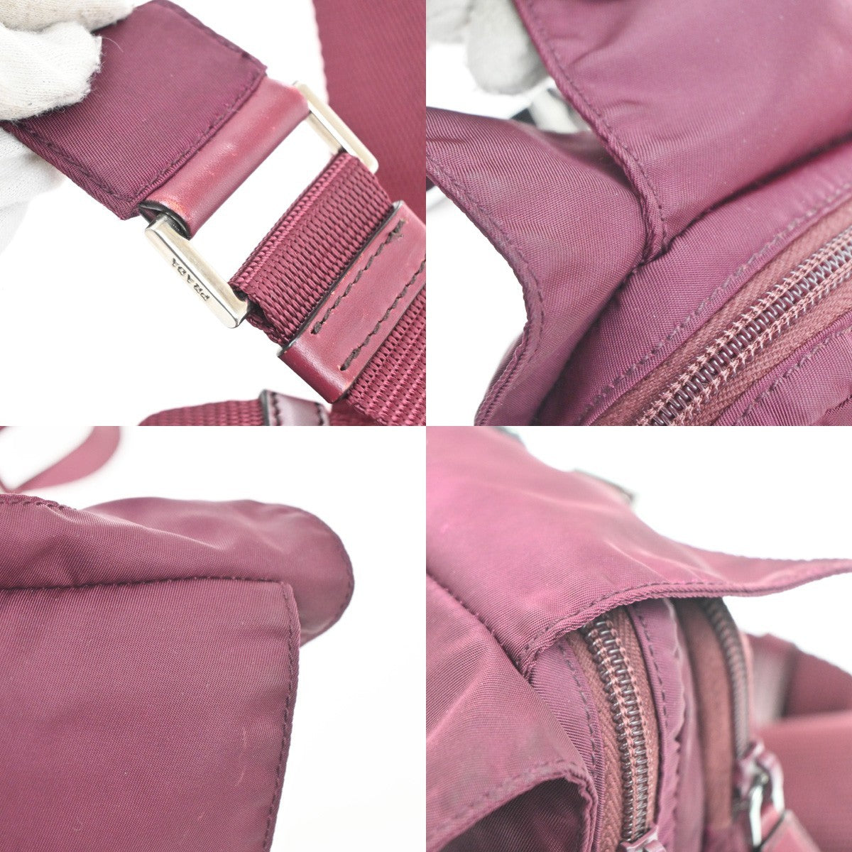 PRADA Logo Tessuto Crossbody Shoulder Bag Nylon Leather Red SHW 73KP542