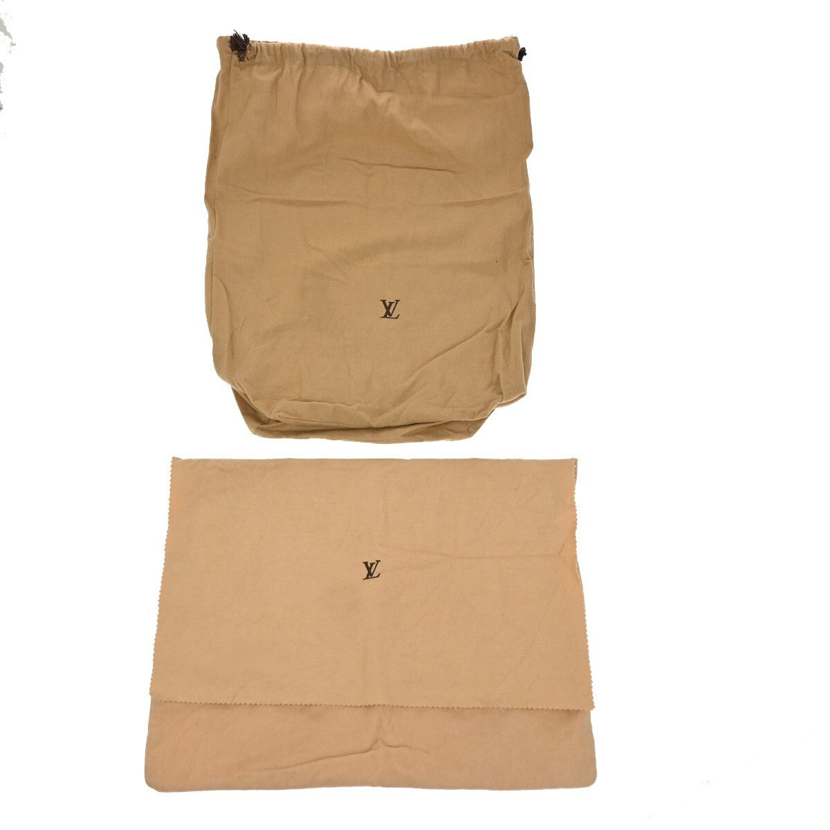 LOUIS VUITTON Logo 10 Set Dust Bag Drawstring Canvas Cotton Beige Brown 09EE127