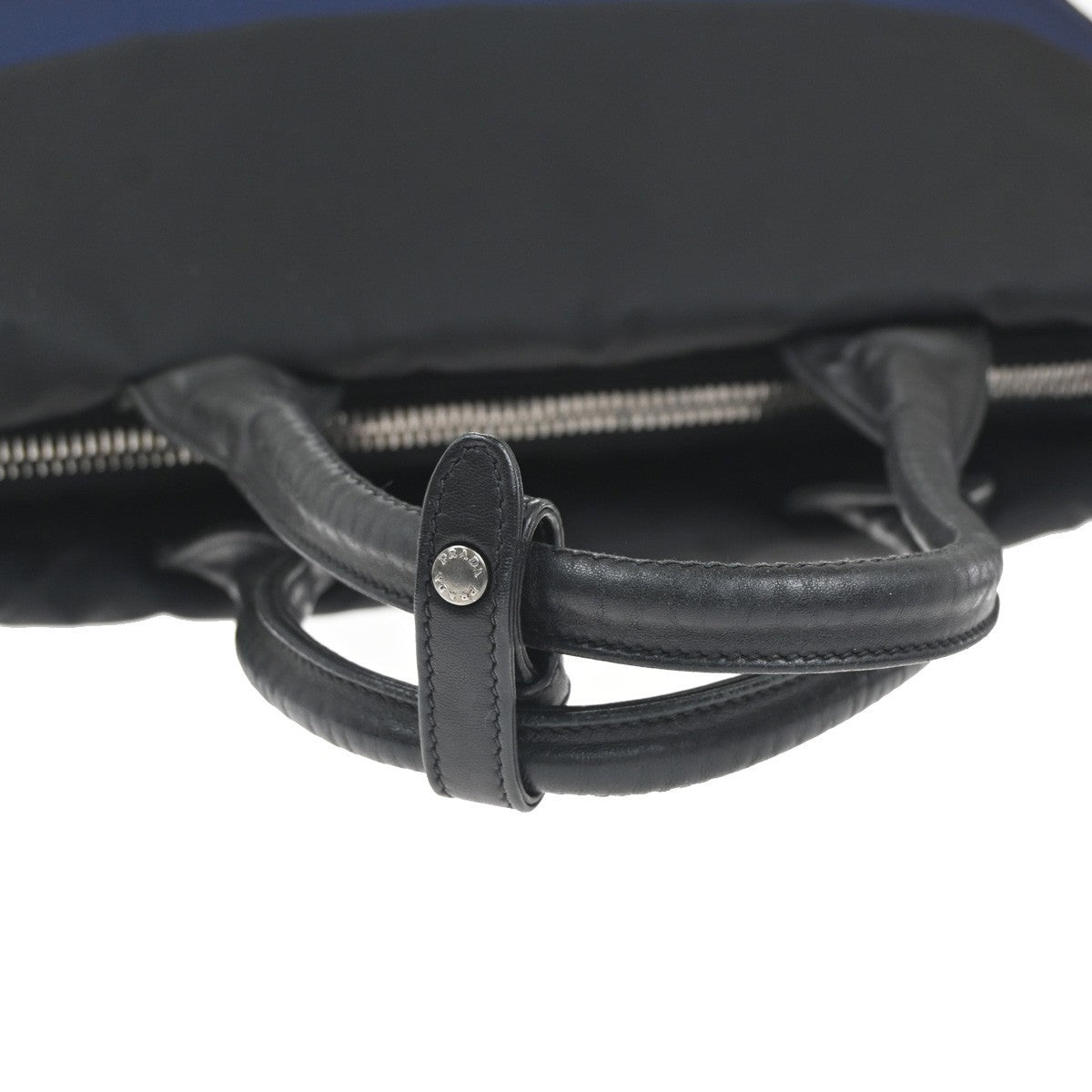 PRADA Tessuto Bicolor 2Way Shoulder Hand Bag Nylon Leather Black Blue 77KC624