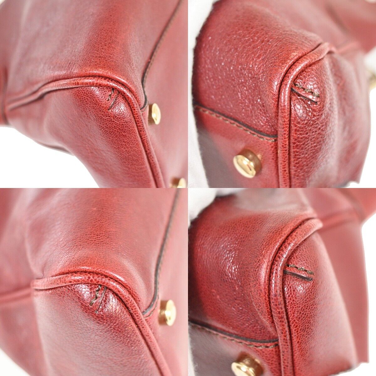CARTIER Logo Marcello de Cartier Shoulder Hand Bag Leather Bordeaux 80YD885