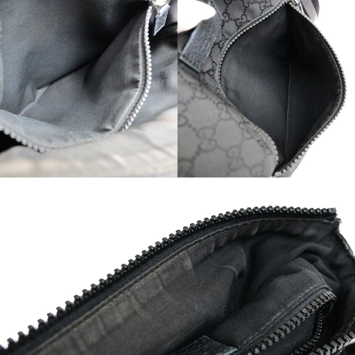 GUCCI GG Pattern Crossbody Shoulder Bag Canvas Leather Black Italy 31EC952