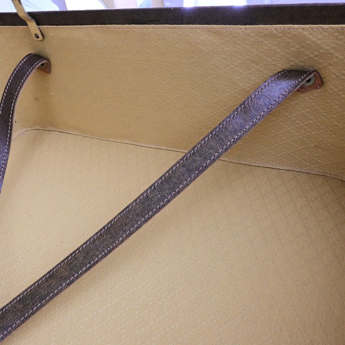 GUCCI Logo GG Pattern Suitcase Hand Bag Supreme Leather Brown Italy 03FB256