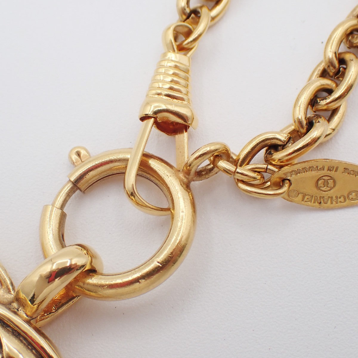 CHANEL CC Logo Chain Charm Pendant Necklace GHW Gold-Plated Vintage 20RL987