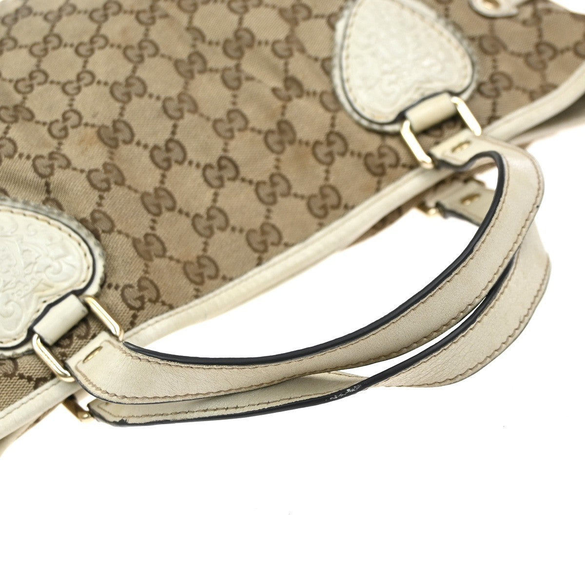 GUCCI GG Pattern Shoulder Tote Bag Canvas Leather Brown White GHW Italy 31EG320