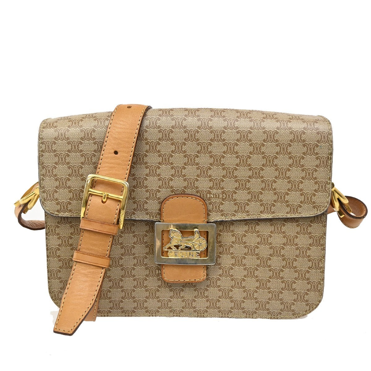CELINE Macadam Horse carriage Shoulder Crossbody Bag PVC Leather BN GHW 30TA100