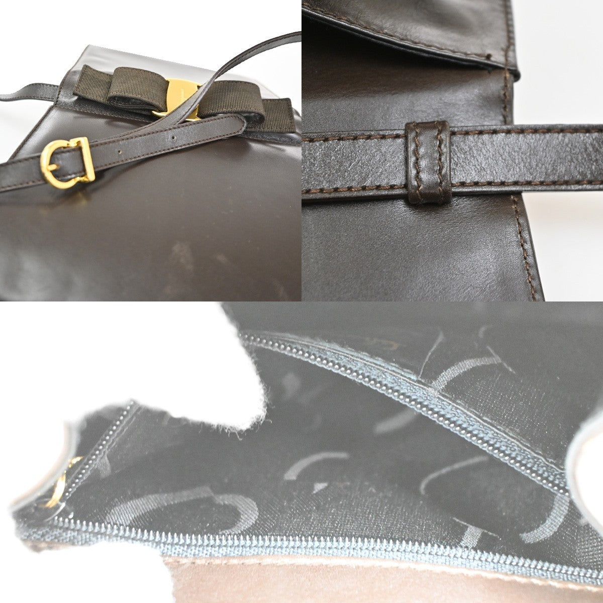 Salvatore Ferragamo Vara Bow Ribbon Hand Bag Leather Brown GHW Italy 05CA495