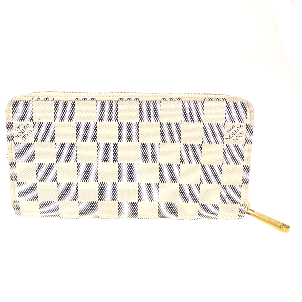 LOUIS VUITTON Zippy Long Wallet Damier Azur Leather White Spain N60019 82MA354