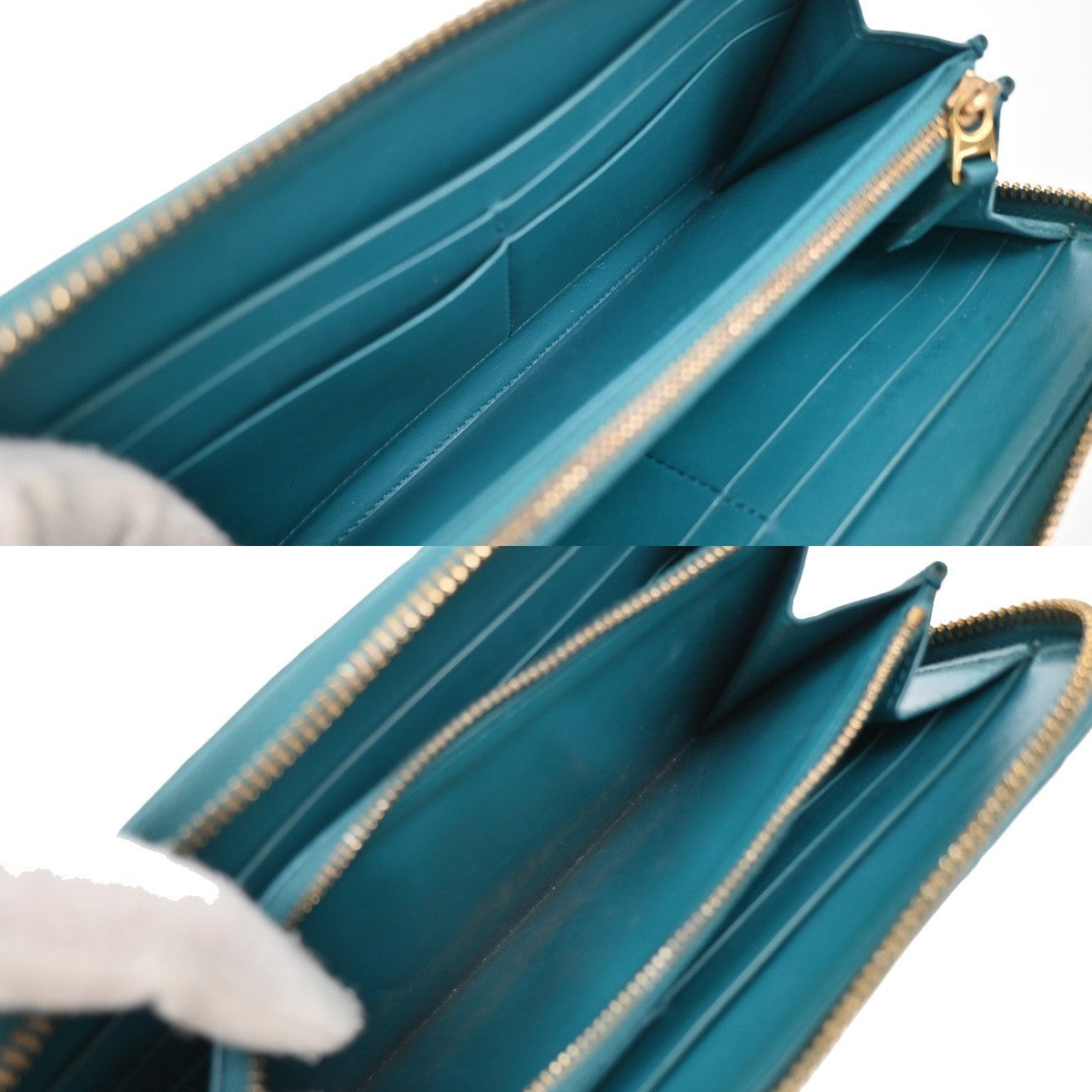 BOTTEGA VENETA Intrecciato Zipper Around Long Wallet Leather Green GHW 63KB227