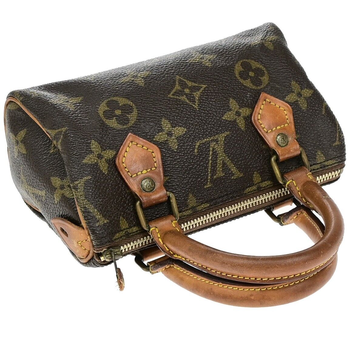 LOUIS VUITTON Mini Speedy Hand Bag Monogram Leather Brown M41534 32ED956
