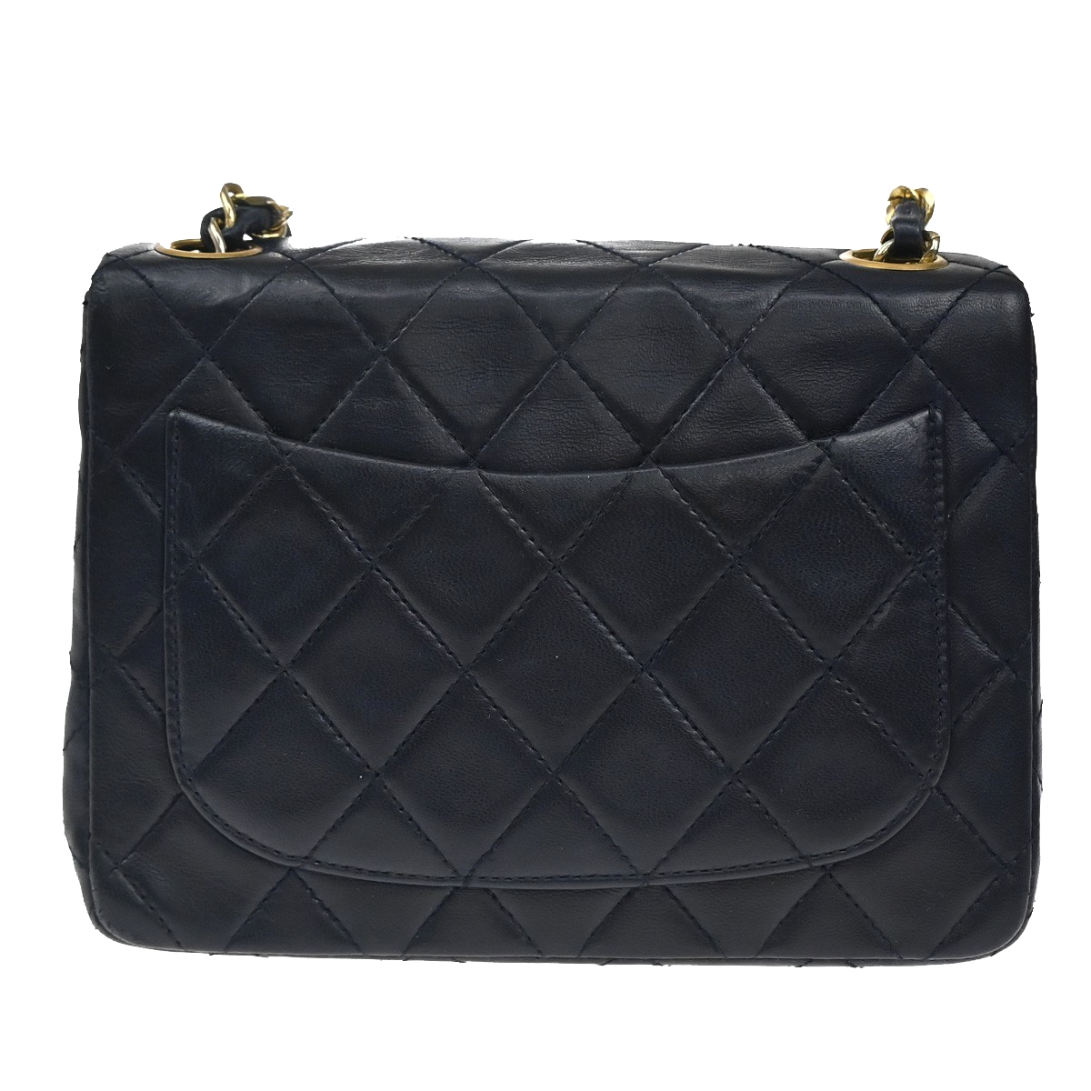 CHANEL CC Logo Mini Matelasse Chain Shoulder Bag Leather Blue GHW 373RL397