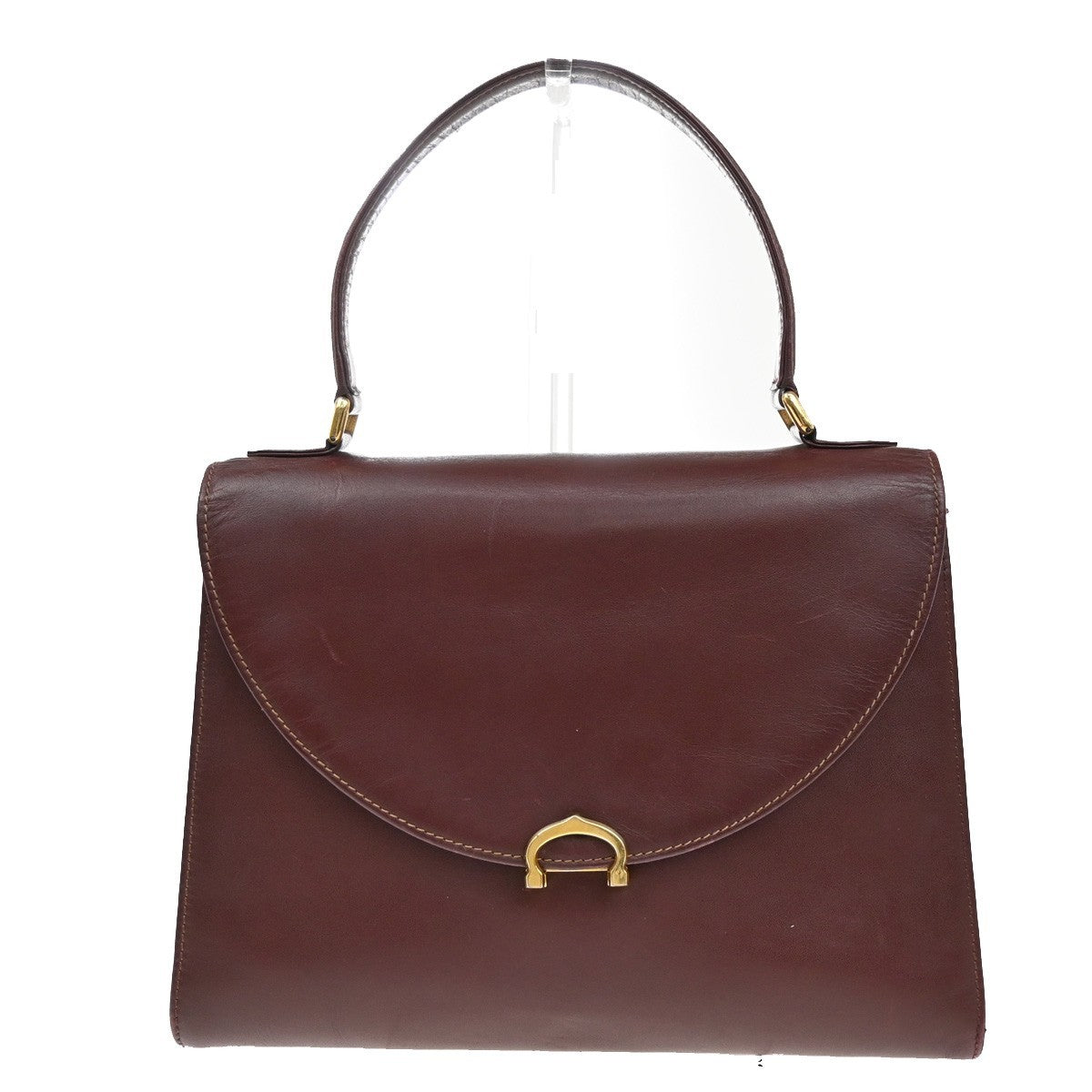 MUST DE CARTIER 2C Logo Hand Bag Leather Red GHW Italy 09KB667