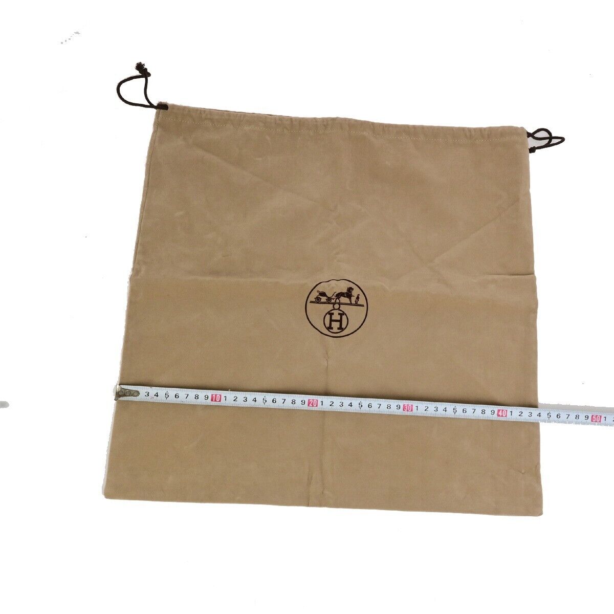 HERMES H Logo 5 Set Dust Bag Drawstring Canvas Cotton Orange Brown Beige 02KA445