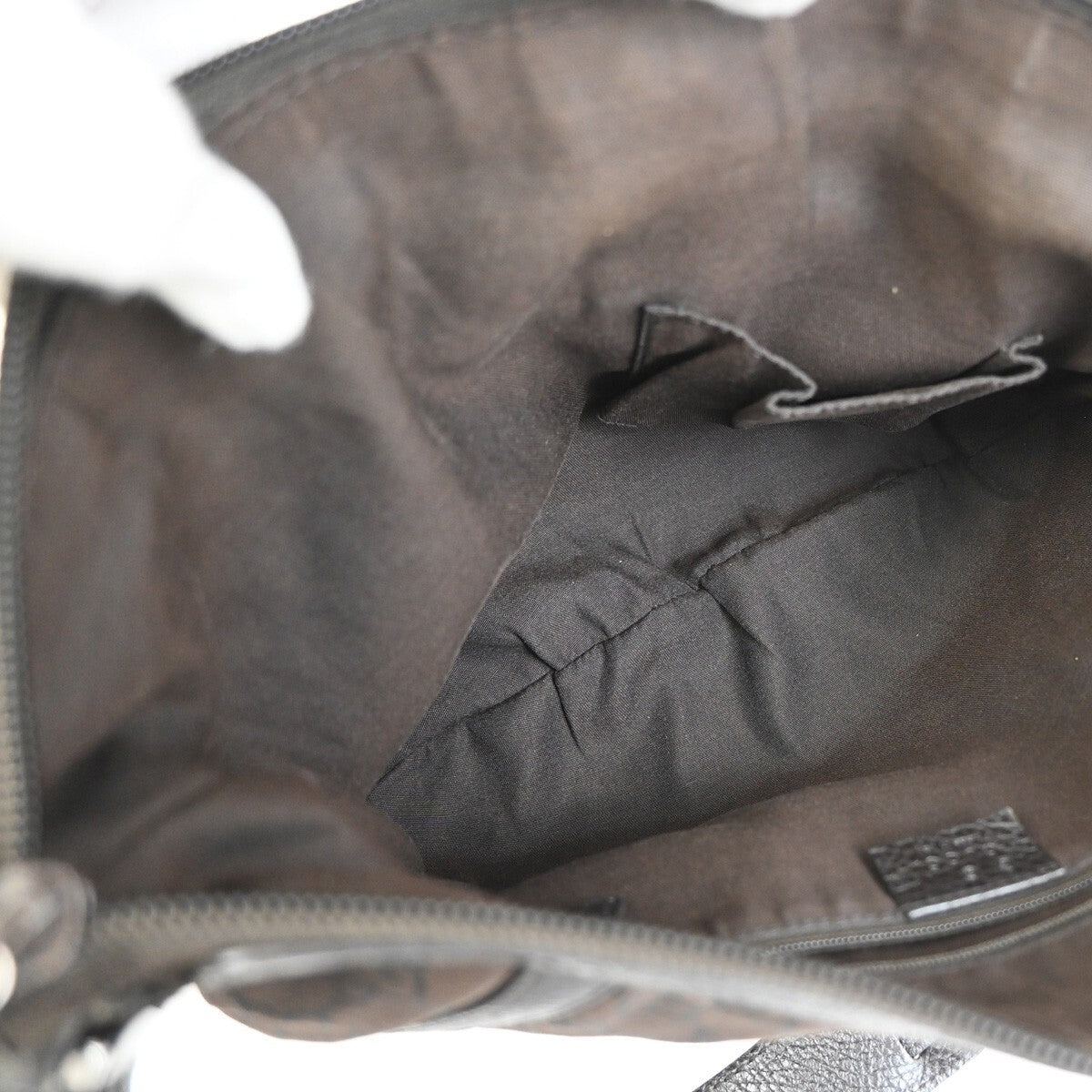 GUCCI Logo GG pattern Shoulder Bag Nylon Leather Brown Silver Italy 88EE172