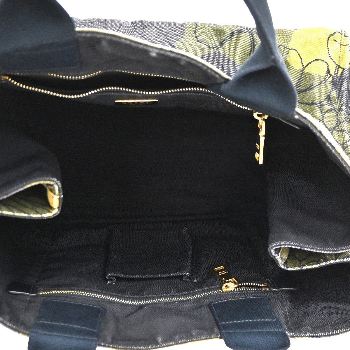 PRADA Plate Logo Canapa Hand Bag  Canvas Camouflage Green 83TA399
