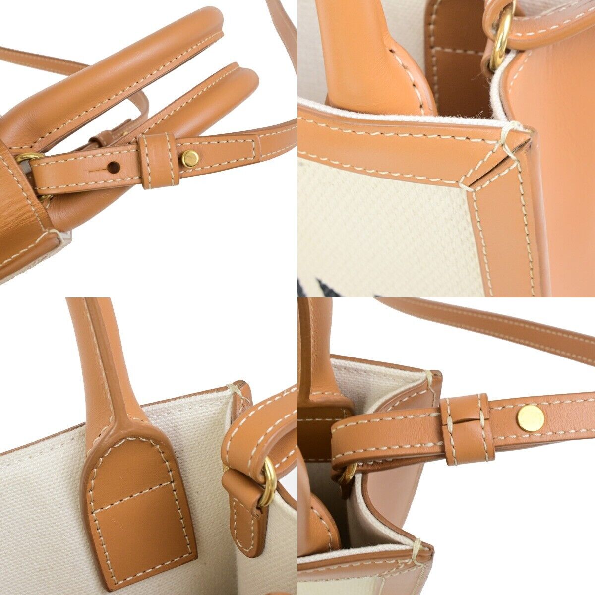CELINE Logo Vertical Cabas 2Way Mini Hand Tote Bag Canvas Leather Brown 667RK836