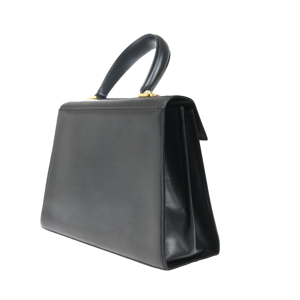 SALVATORE FERRAGAMO Logo Gancini Hand Bag Leather Black GHW Italy 36KA970