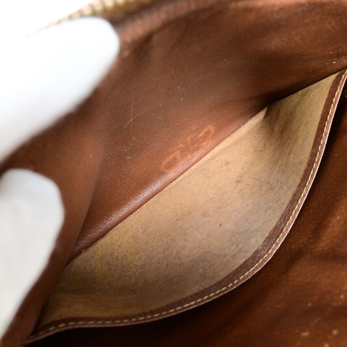 LOUIS VUITTON LV Logo Shoulder Bag Monogram Leather Brown France 04FA759