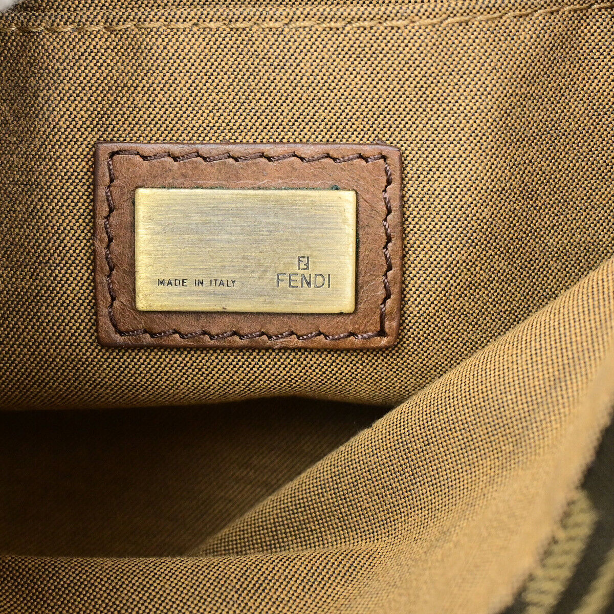 FENDI Logo Zucca Pattern Shoulder Bag Canvas Leather Brown GHW Italy 34SJ494