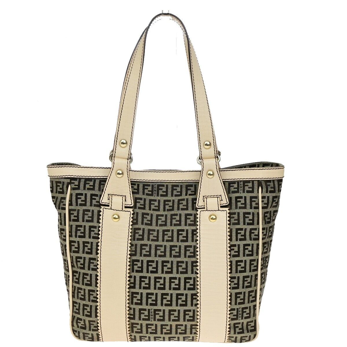 FENDI Zucca Zucchino Pattern Shoulder Tote Bag Canvas Leather Brown GHW 70YH015