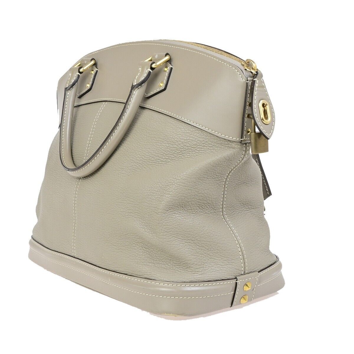 LOUIS VUITTON LV Logo Lockit Hand Bag Suhali Leather Gray GHW M91790 89ED054