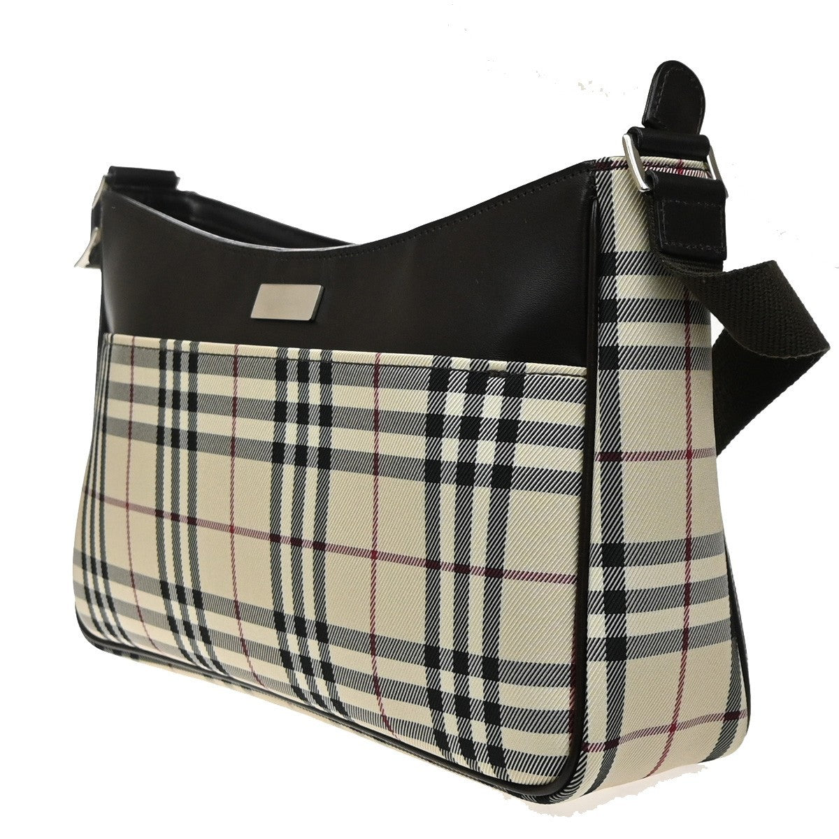 BUREBRRY logo Plaid print check Shoulder Bag Canvas  Leather  Brown  70RQ052