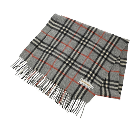 BURBERRY Logo Nova Check Scarf Maffler Cashmere Gray 60EG274