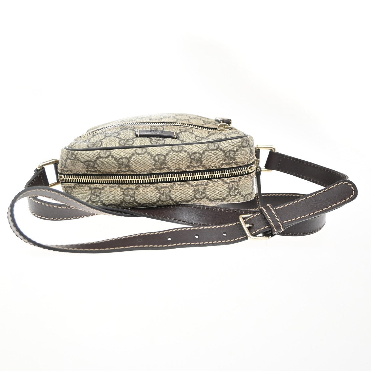 GUCCI Logo GG Pattern Shoulder Bag Supreme Leather Beige Italy GHW 39KC471