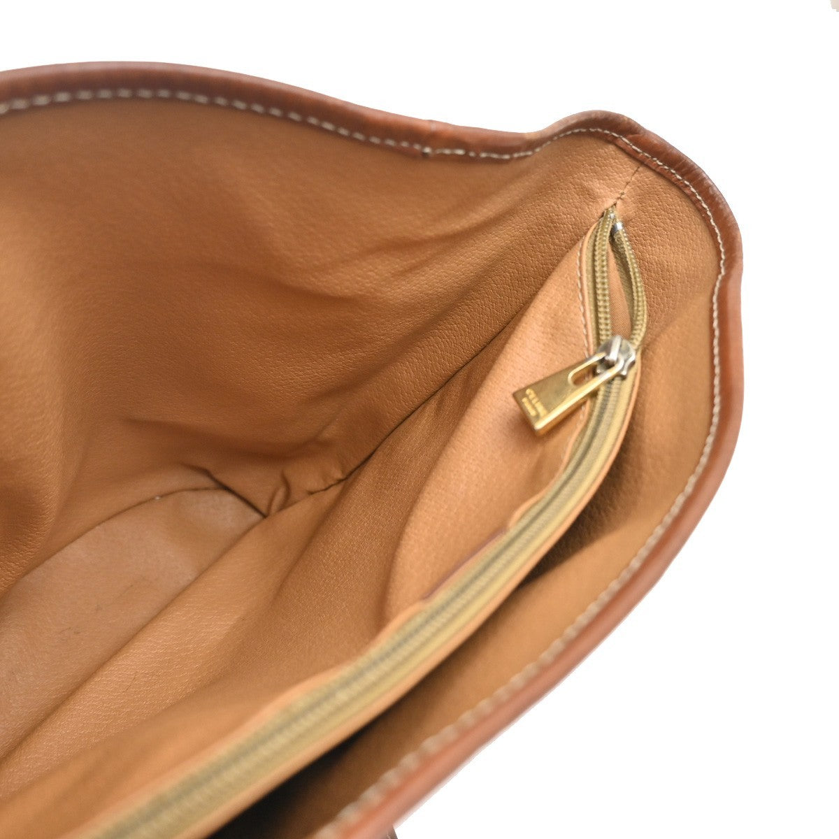 CELINE Logo Macadam Pattern Shoulder Bag PVC Leather Brown Italy Gold 04FC142