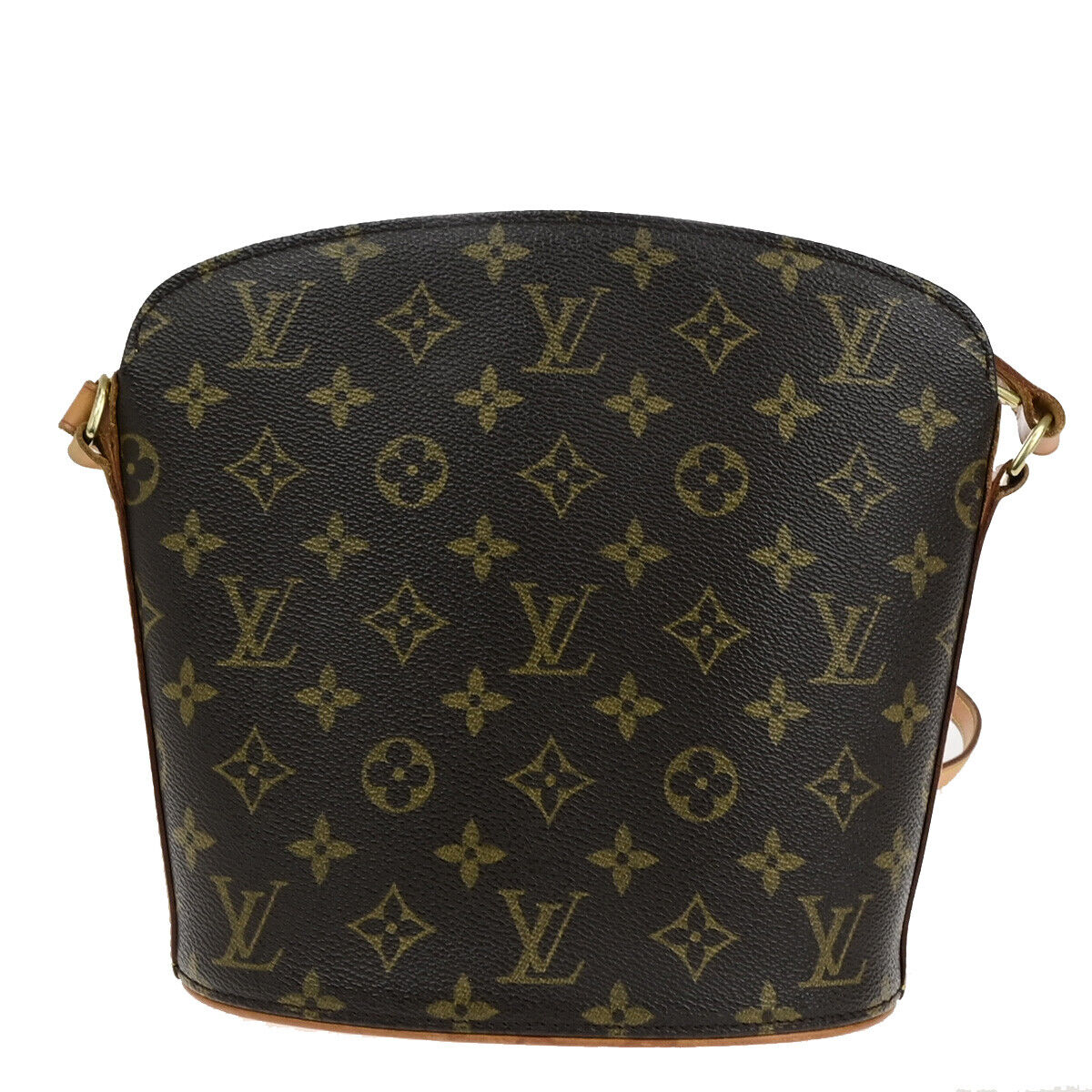 LOUIS VUITTON Logo Drouot Shoulder Bag Monogram Leather Brown M51290 73YG629