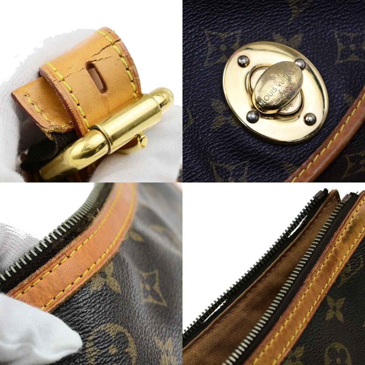 LOUIS VUITTON Tolum GM Shoulder Bag Monogram Leather Brown France M40075 85ED712
