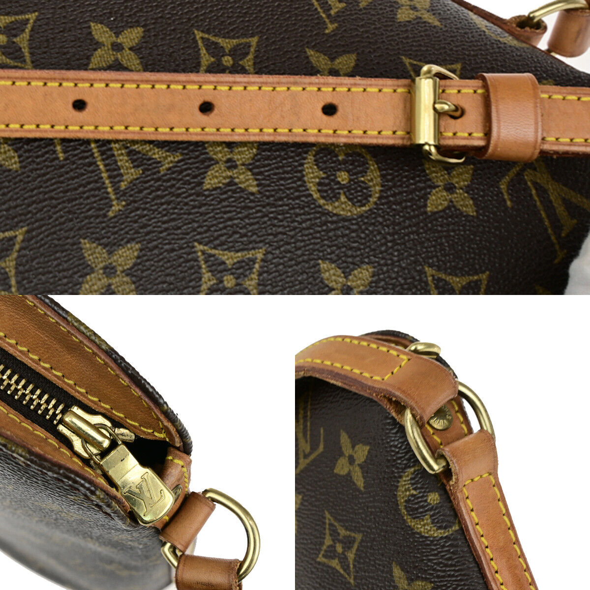 LOUIS VUITTON Logo Drouot Shoulder Bag Monogram Leather Brown M51290 16YF371