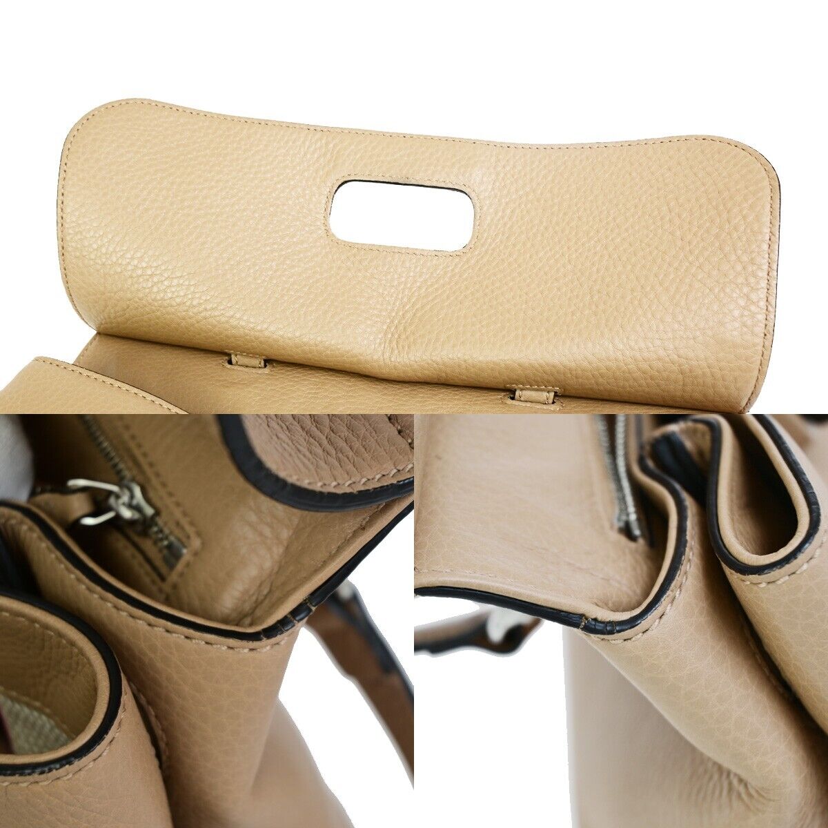 GUCCI GG Logo Daily 2Way Shoulder Hand Bag Bamboo Leather Pink Beige 75FB208