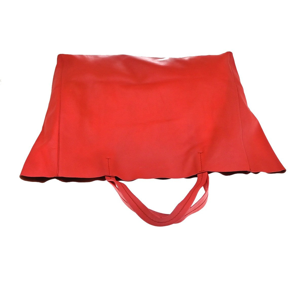 CELINE Logo Horizontal Cabas Shoulder Tote Bag Leather Red GHW Italy 86YJ106