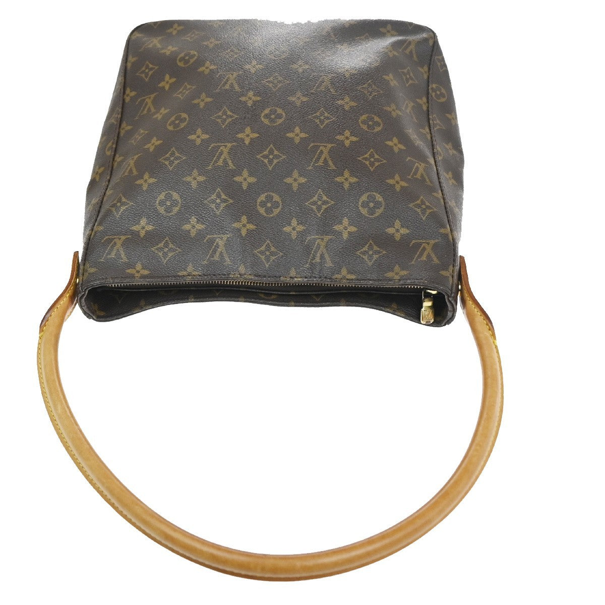 LOUIS VUITTON Logo Looping GM Shoulder Bag Monogram Leather Brown M51145 72KC738