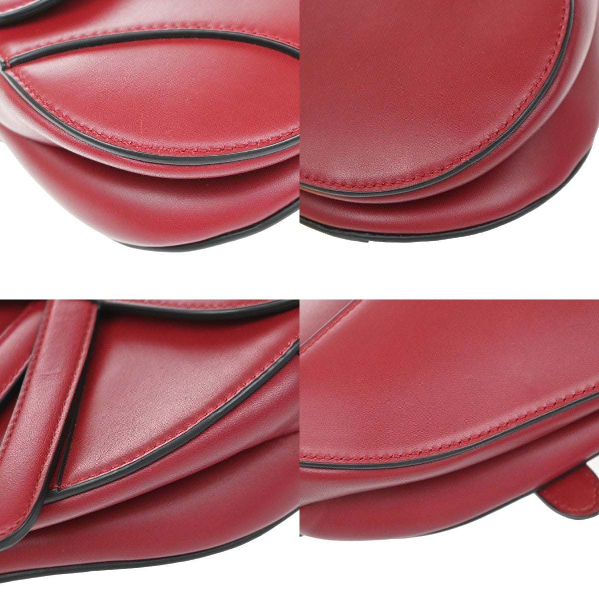 CHRISTIAN DIOR Mini Saddle Hand Bag Leather Red GHW 652RP172