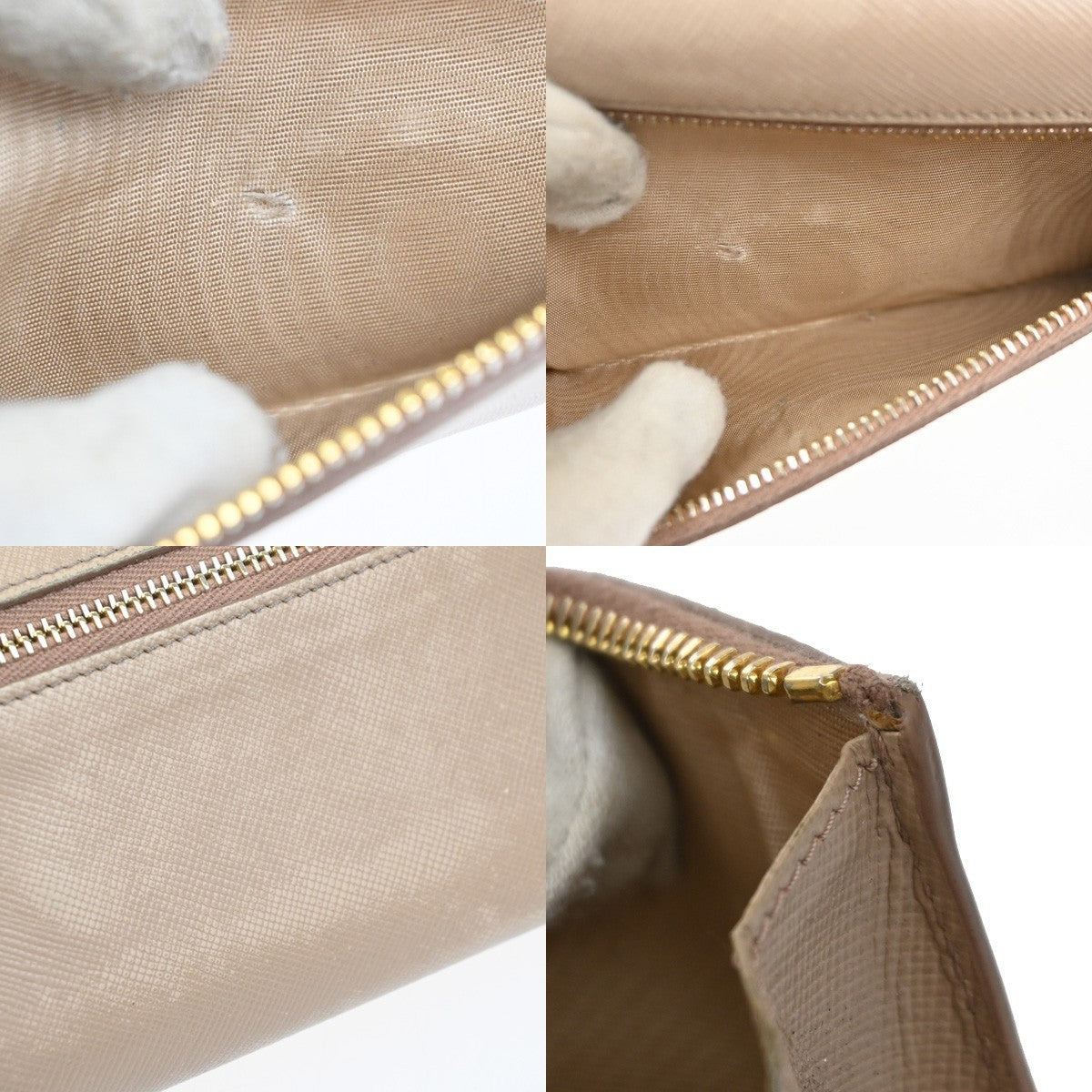 PRADA Logo Bifold Flap Long Wallet Saffiano Leather Beige GHW Italy 01KD036