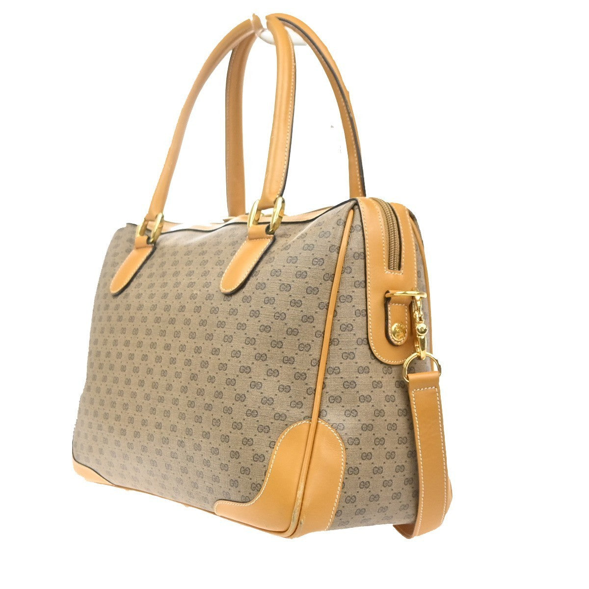 GUCCI Logo GG Pattern 2way Shoulder Hand Bag PVC Leather Beige GHW Italy 38MA555