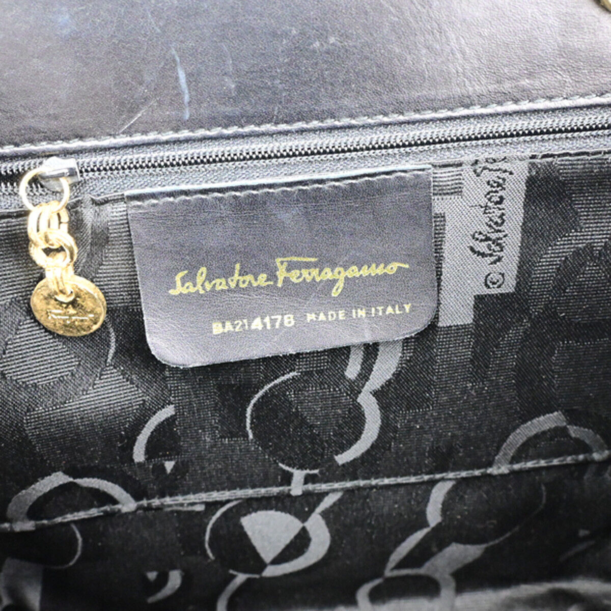 SALVATORE FERRAGAMO Vara 2Way Shoulder Hand Bag Leather Black GHW Italy 35YF579