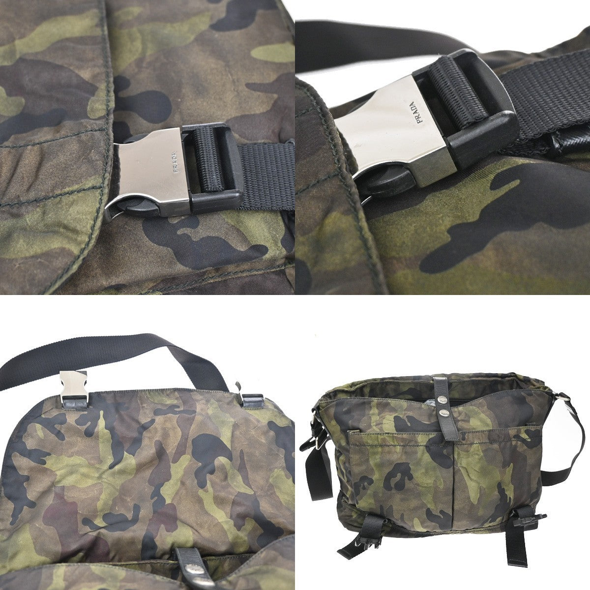 PRADA Tessuto Crossbody Camouflage Shoulder Bag Nylon Leather GN SHW 77KP101