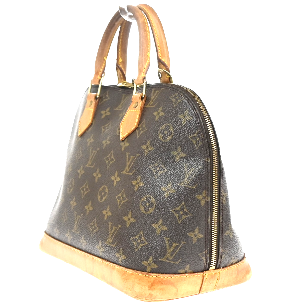 LOUIS VUITTON LV Logo Alma Hand Bag Monogram Leather Brown France M51130 87YJ204